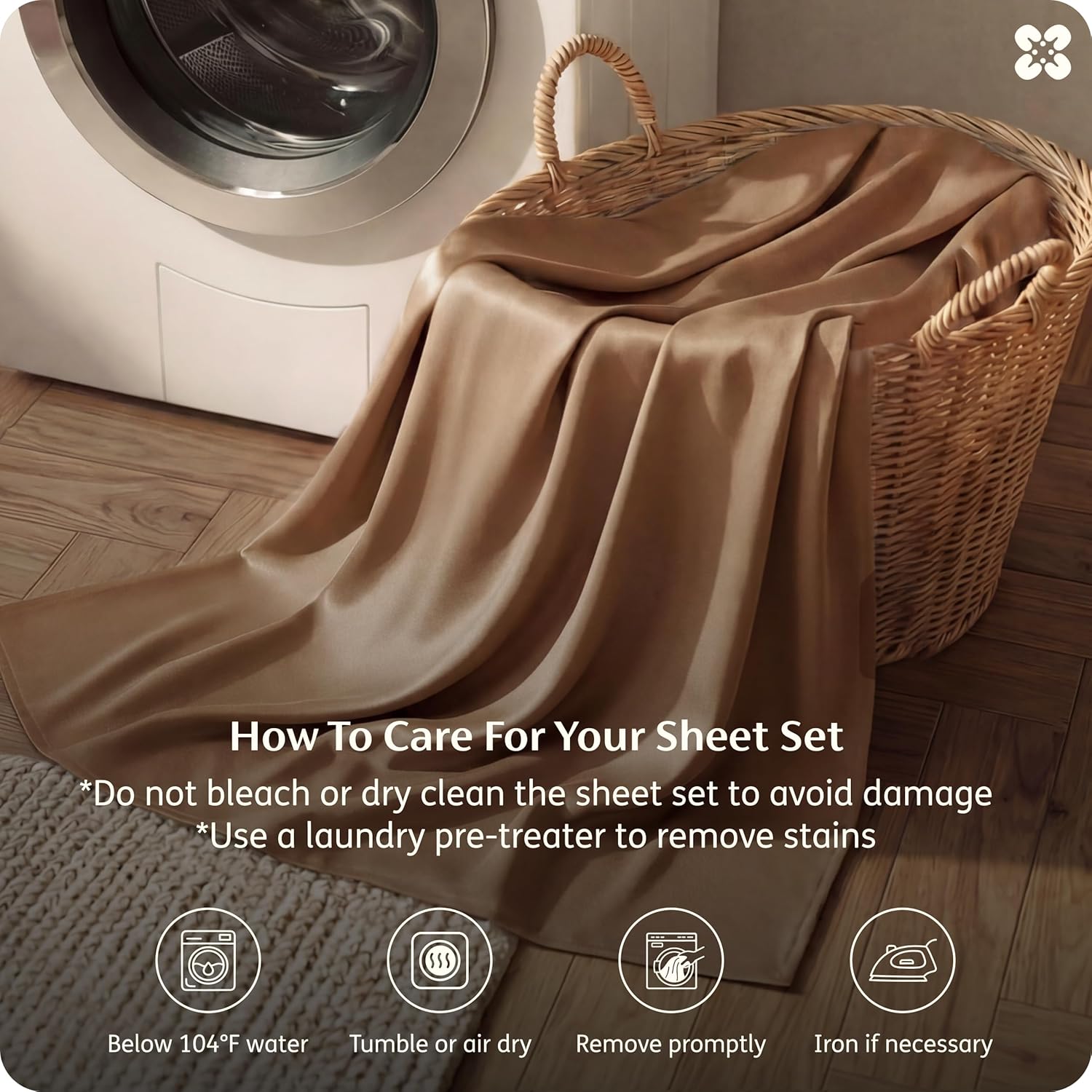 Bedsure Queen Sheet Set - Cooling Bamboo Sheets | Breathable & Soft, Deep Pocket Up to 16 Inches, Khaki