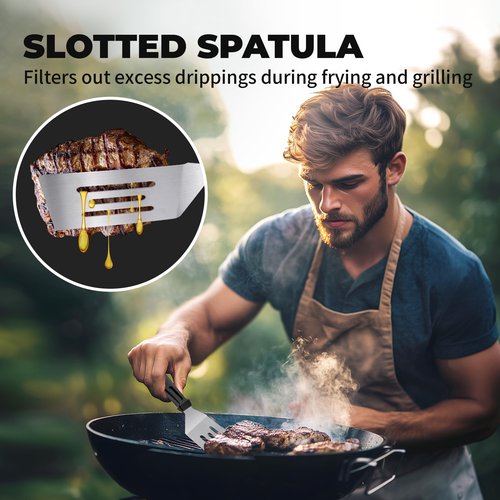 2Pcs Stainless Steel Spatula Set,Spatula for Cast Iron Skillet,Metal Spatula for Cooking with Heat Resistant Handle,Metal Spatulas for kitchen use for Pancakes,Frying steak Burger and Desserts