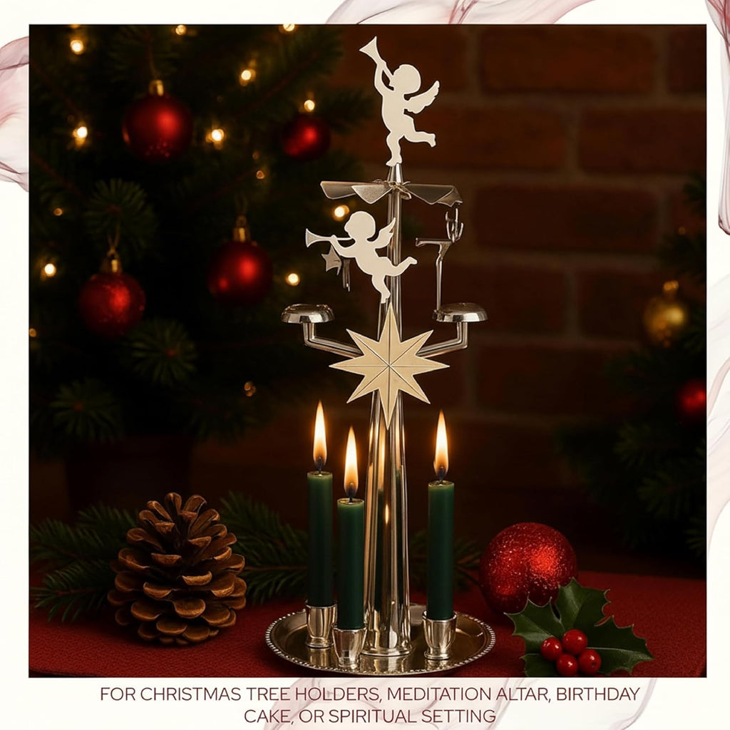 Biedermann & Sons Unscented Pine Green Tree & Chime Candles | 4 Inch Tall, 20-Pack - 2-Hour Burn Time