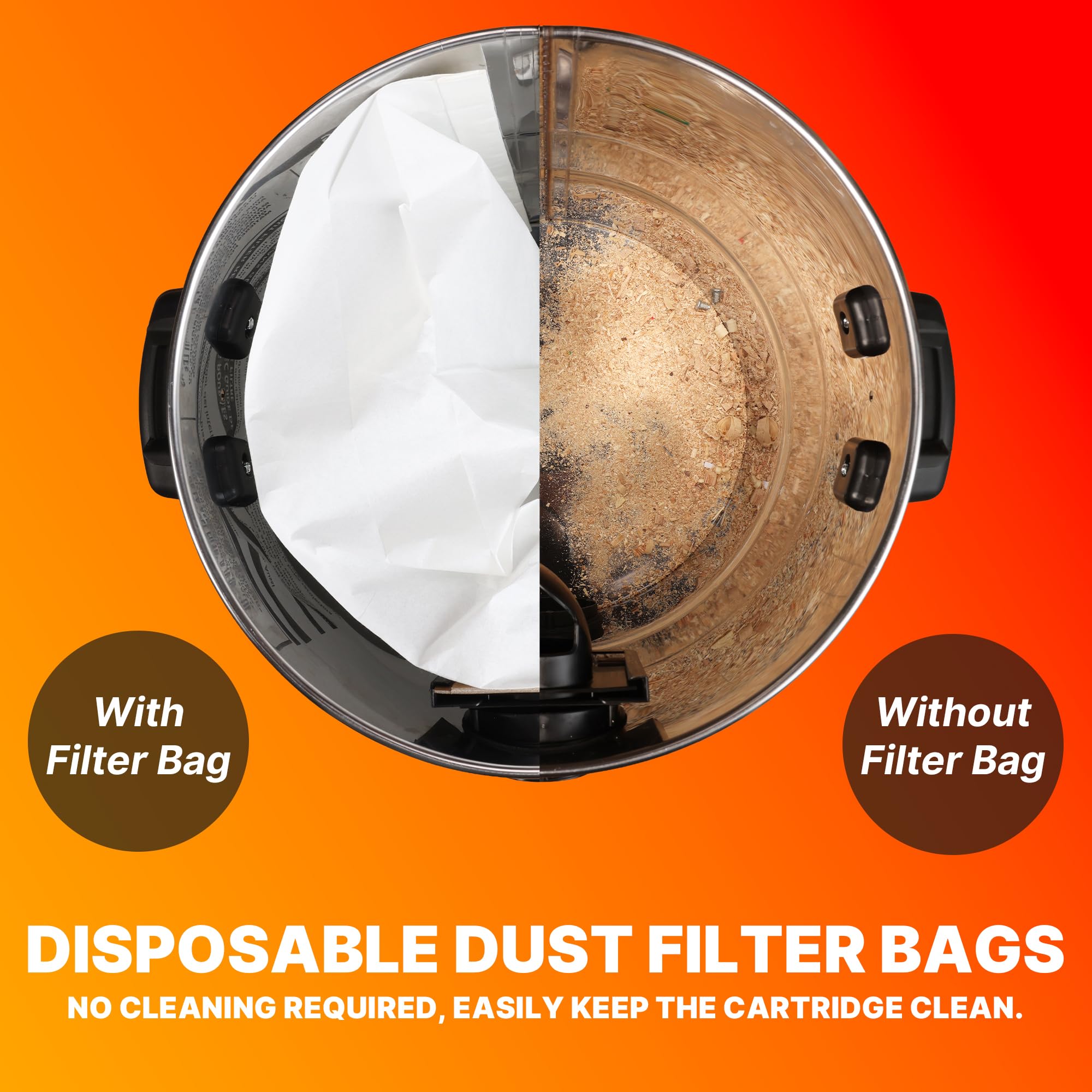 Shop-Vac 9066333 Disposable Filter Bags, Fits 15-22 Gallon Tanks, Effective Filtration and Dust Control, (3-Pack)