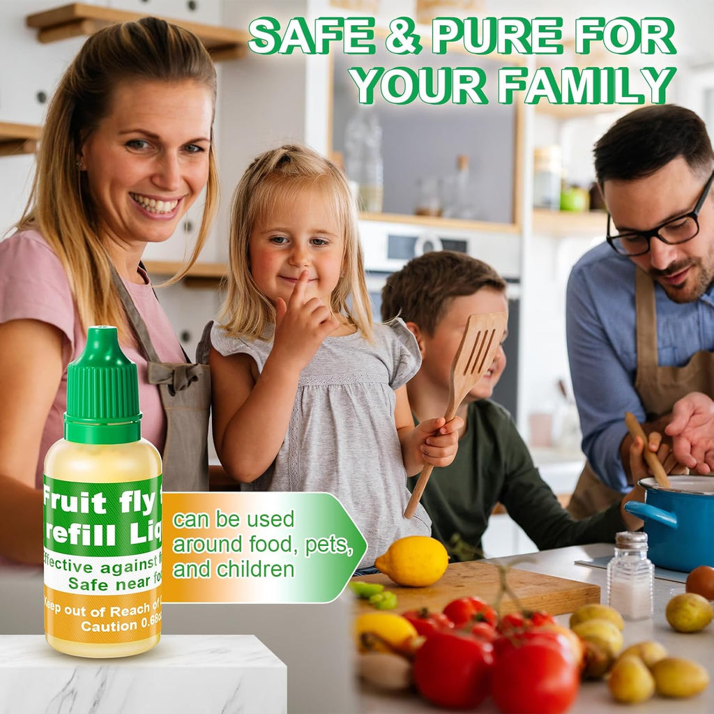 Qualirey Fruit Fly Trap Refill Liquid - Non-Toxic 0.68oz Bottles for Safe Indoor Use | 6 Pack