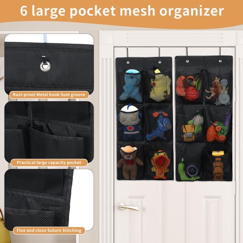 GOMAJI Over the Door/Wall Shoe Organizer, 2 Pack, Narrow, Hanging Shoe Rack for Closet, Bathroom, RV, Pantry, Camping, BLACK