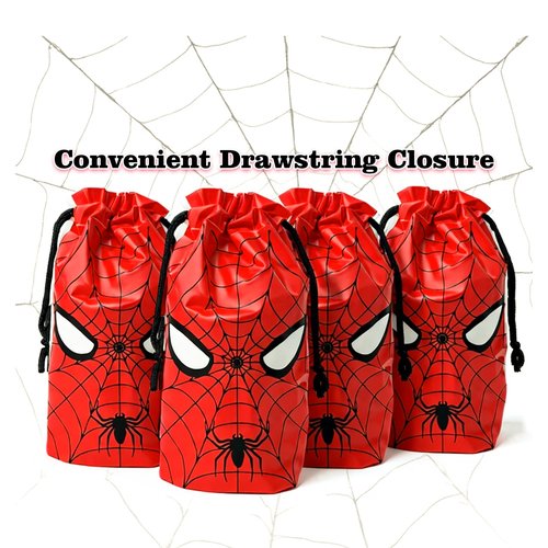 Eyllaaoo 30 Pcs 7 x 10Inch Spider Themed Gift Bags Spider Themed Treat Goodie Bags for Birthday Party Supplies Video Game Party Candy Bag
