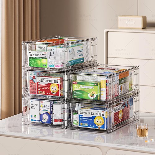 Sgoostood 6 Pack Stackable Organizer Drawers, Clear Desk Storage Box,Transparent Drawer in Home, Office and Kitchen Pull Out Organizer Bins for Make Up, Pen, Desktop Stationary (6 Pack)