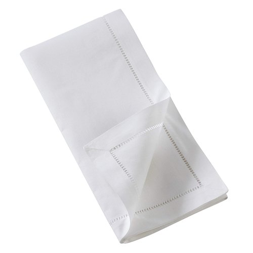 Handmade Magnolia Embroidery Napkin with Hemstitched Border (Set of 6)