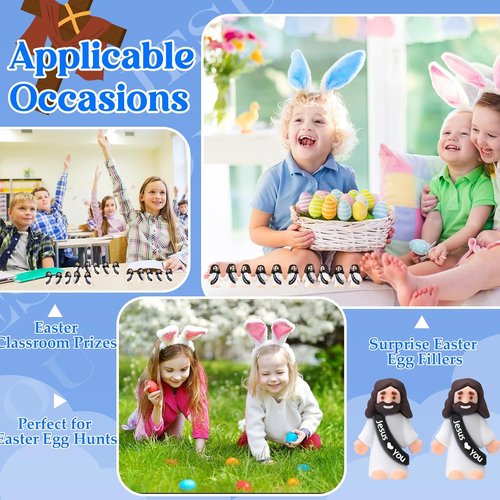 Bememo 100 Pcs Little Jesus Figures - Original Design Pocket Rubber Figures for Easter Gifts | Black
