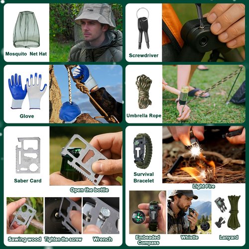 Survival Kit Advent Calendar 2025, 24 Days Christmas Countdown for Camping Fishing Hiking Adventures Xmas Holiday Surprise for Outdoor Enthusiasts Adult Men Teen Boys