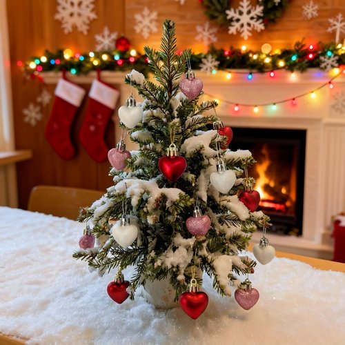 HipTree Mothers Day Christmas Tree Ornaments Decorations,12ct 1.57 Inch Pink Red White Heart Shaped Ornaments Set for Tree,Mini Baubles for Valentines Day,Christmas, Wedding & Anniversary Party