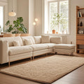 Ophanie Beige Area Rug - Plush Soft Shaggy Carpet for Living Room & Bedroom | 5x8 Size