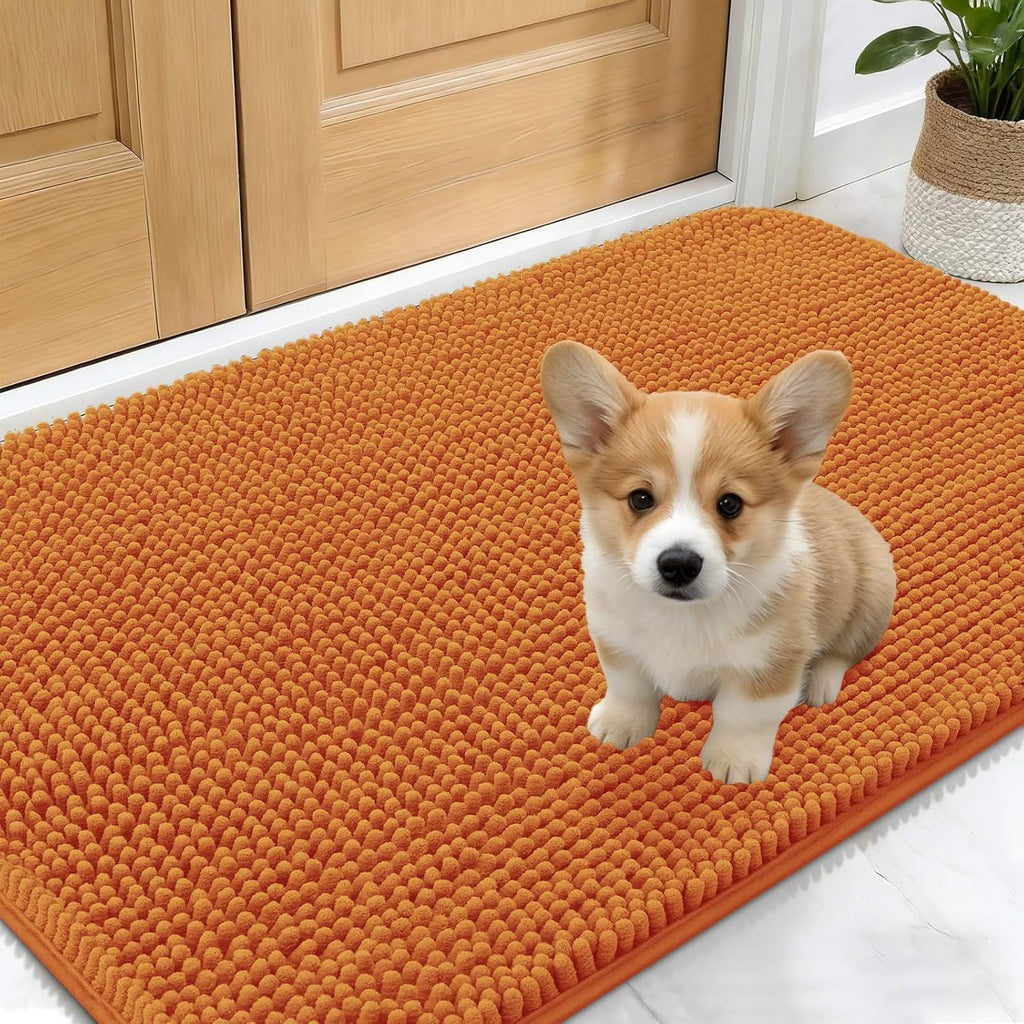 OLANLY Dog Door Mat - Absorbent Non-Slip Chenille Mat for Muddy Paws | 30x17 Inches, Quick Dry, Clay Color