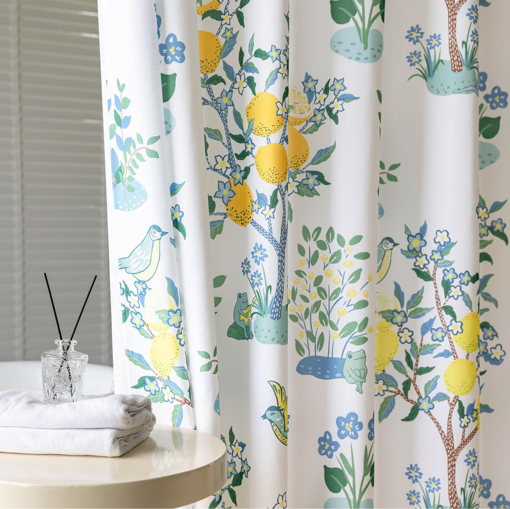 Small Stall Shower Curtain 36x72 for RV Camper Kids,Cute Fun Fruit Garden Floral Leaf Flower Decorative Fabric Half Size Narrow Shower Curtains for Walk in Stand Up Bathroom