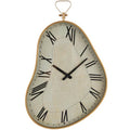 Deco 79 Metal Abstract Decorative Wall Clock Wavy for Home with Gold Frame and Black Accents, Hanging Clock 17" x 3" x 25", White