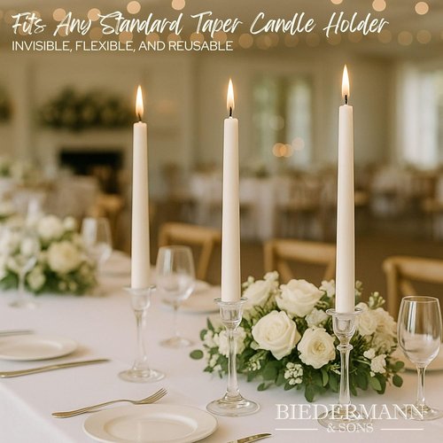Biedermann & Sons Foam Taper Candle Snuggers - 8 Flexible White Inserts for Secure Taper Holders