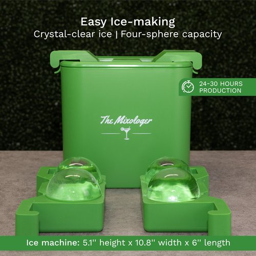 The Mixologer Antarctic Ice Maker | Set of 4 | Clear Ice Ball Maker with Lid, Easy to Use, Ice Molds Perfect for Cocktails, Whiskey, Bourbon, Brandy