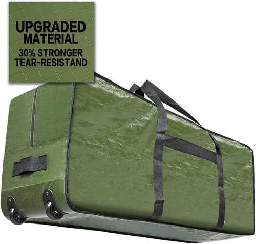 HOMEST Christmas Tree Storage Bag - Zippered Design with Wheels for 4.5-7 ft Artificial Trees - Green