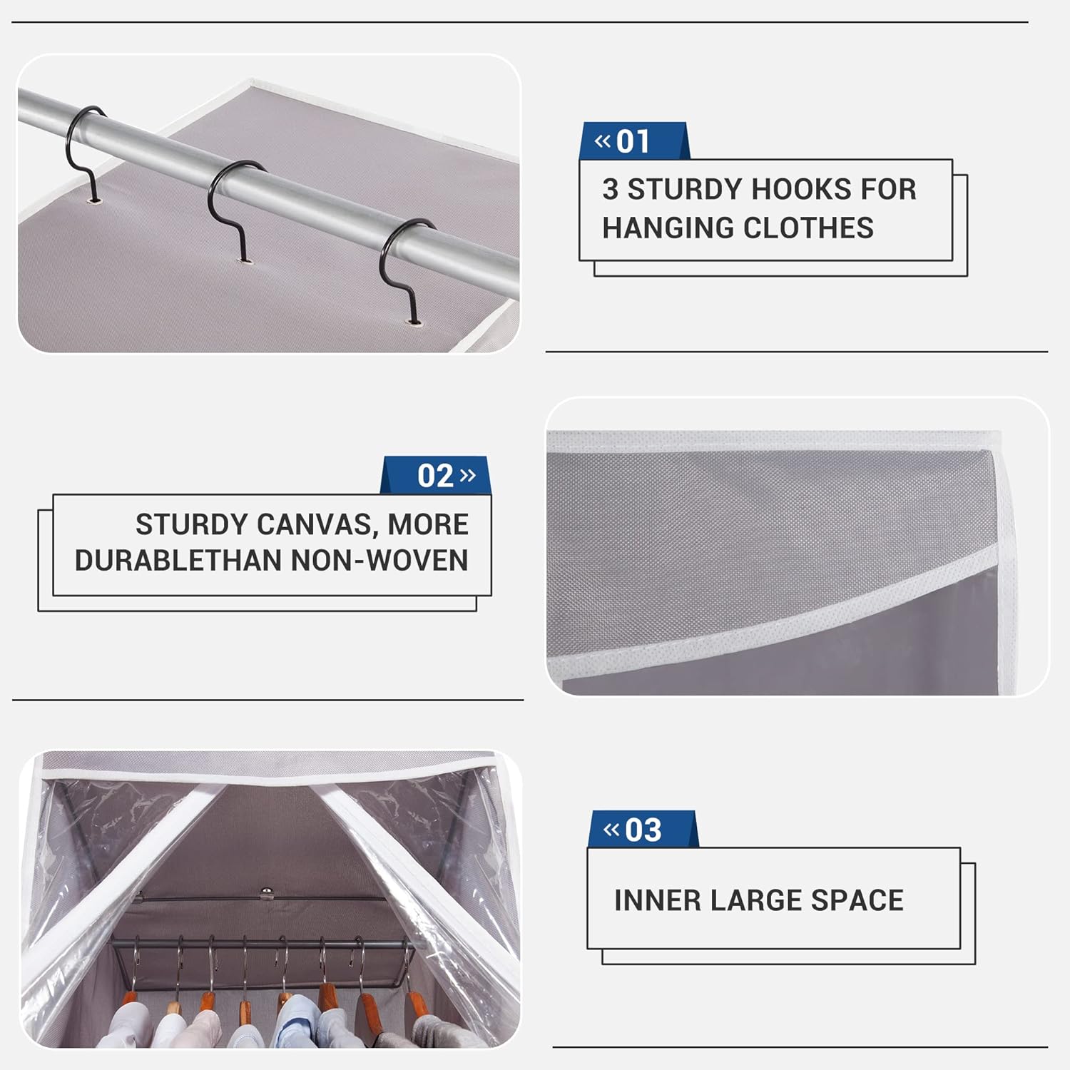 Storage Maniac Hanging Garment Bags - 2-Pack Long Dress & Suit Covers with Clear Window, Grey