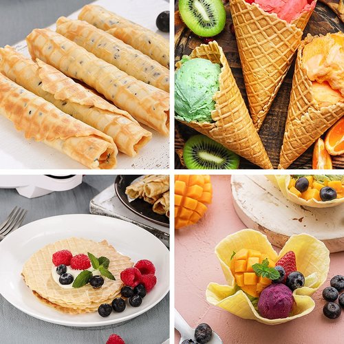 Dyna-Living Waffle Cone Maker Ice Cream Cone Maker Machine 6.7/8.6in Egg Roll Mold for House Commercial Homemade DIY Ice Cream Cone Baking Pan