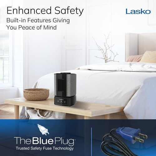Lasko SlumberBreeze 2-in-1 Small Table Fan and White Noise Machine for Better Sleep in the Bedroom and Focus in the Home Office, Black, SB100