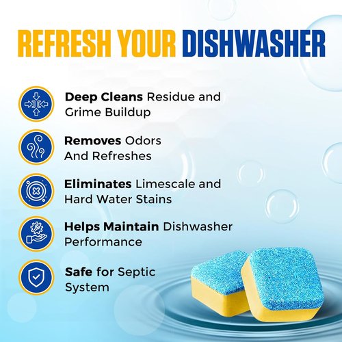 Dishwasher Cleaner Tablets - Heavy Duty Lemon-Scented Descaler Pods | 24 Tablets for Optimal Performance