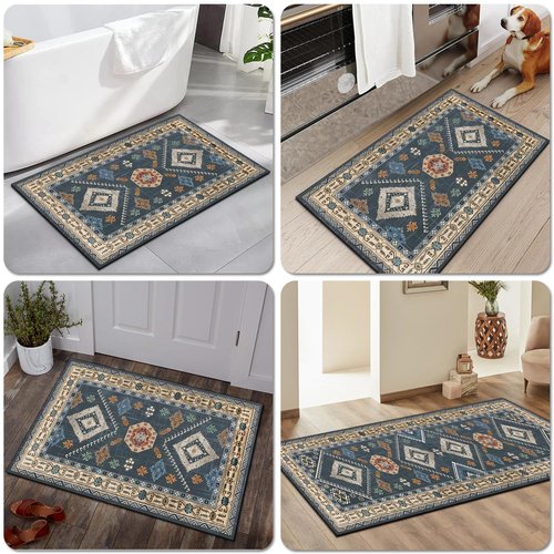 SIPIHA Boho Kitchen Rugs Sets 4 Piece with Runner Floral Kitchen Floor Mat Carpet Farmhouse Kitchen Rugs and Mats Non Skid Washable Runner Rug for Kitchen Floor Sink