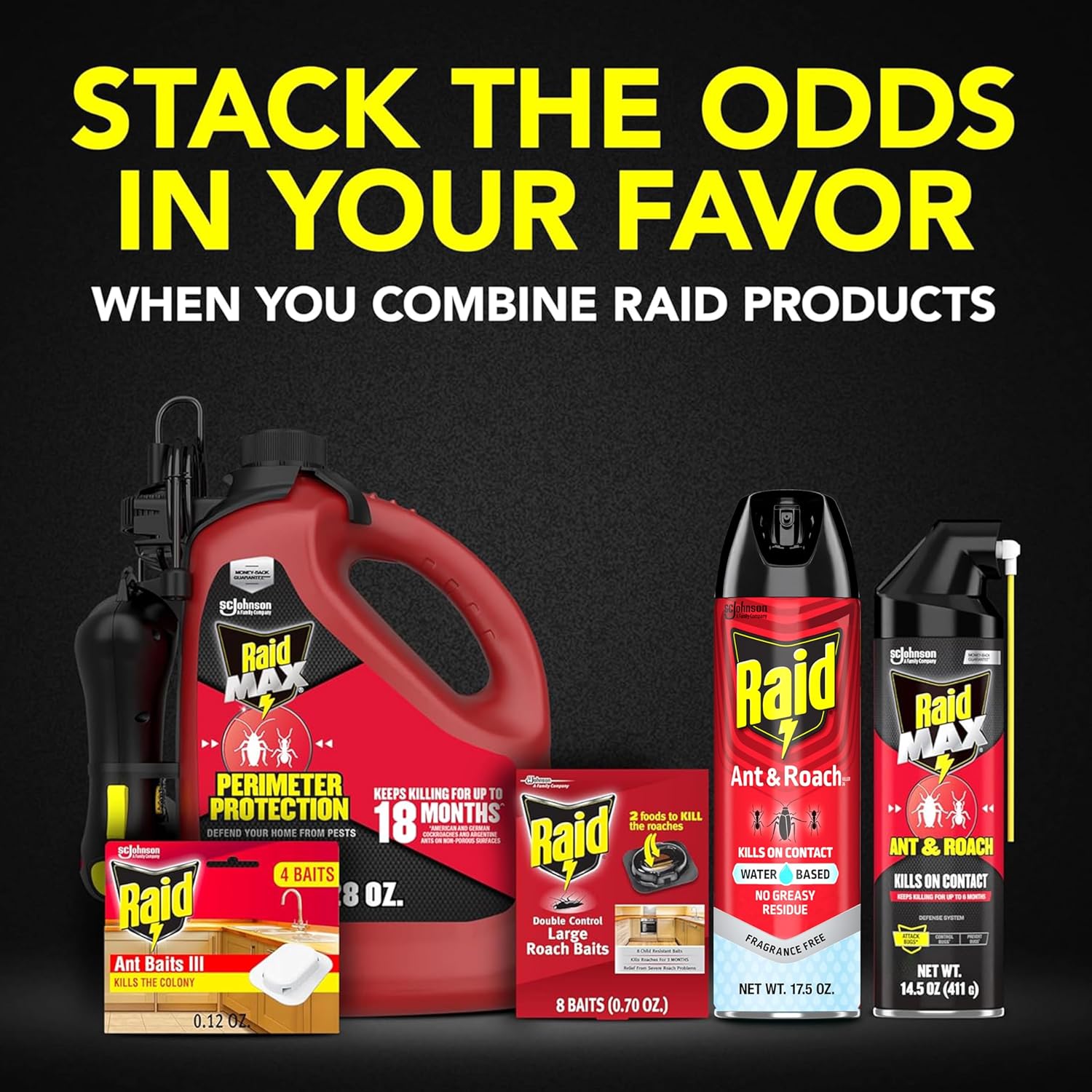 Raid Ant & Roach Bug Spray - Water-Based Insecticide Kills On Contact | 17.5 oz, No Greasy Residue