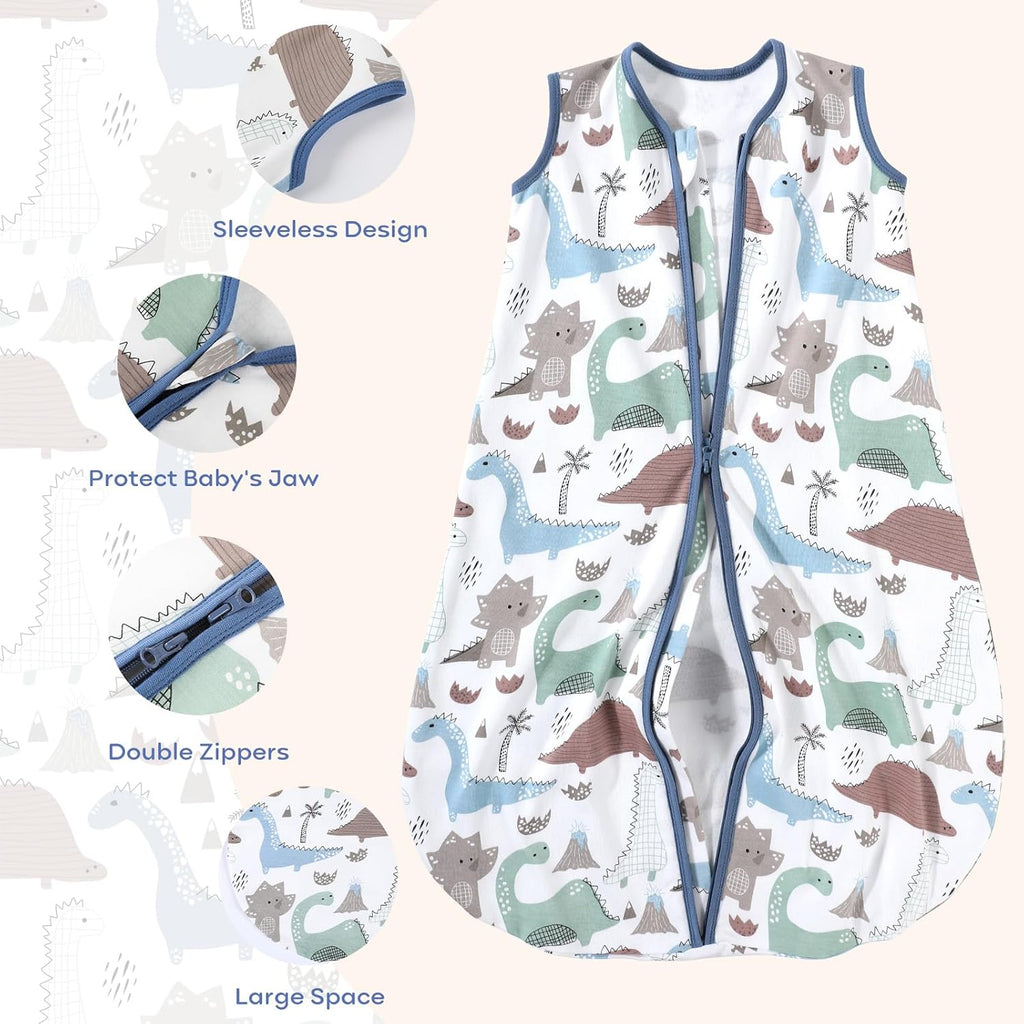 Yoofoss Baby Sleep Sack - 100% Organic Cotton Wearable Blanket | 2-Way Zipper, 0.5 TOG, 3 Pack (18-24 Months)