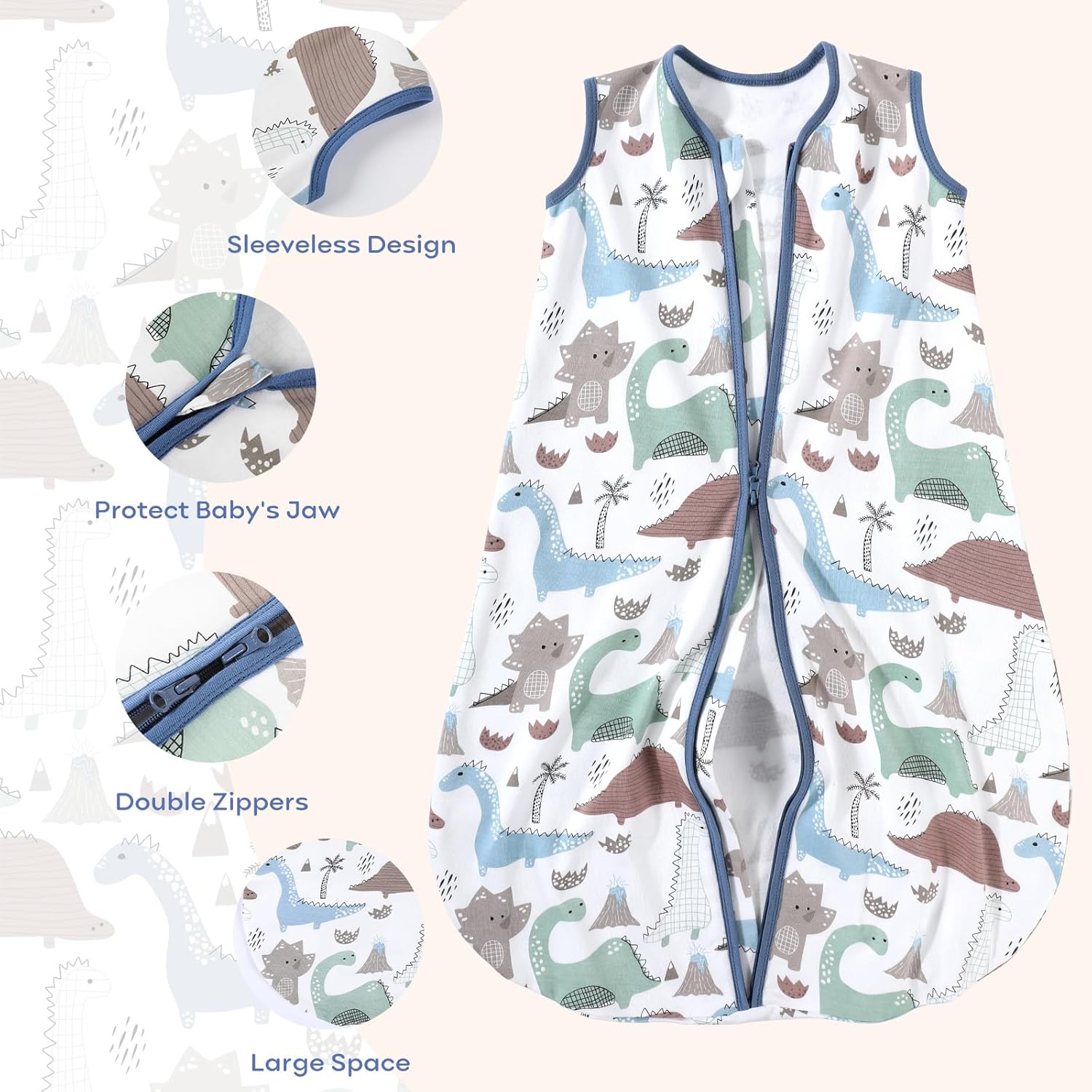 Yoofoss Baby Sleep Sack - 100% Organic Cotton Wearable Blanket | 2-Way Zipper, 0.5 TOG, 3 Pack (18-24 Months)