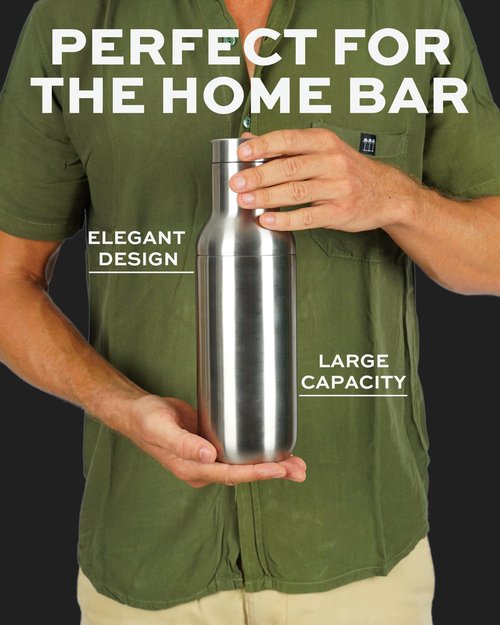 AMARI SIP - Hybrid Cocktail Shaker | Vacuum Insulated Stainless Steel | Large 31oz | Leak Proof | Built-in Measurement System, Strainer and Jigger Lid | Big Size Drink - and Bar Shaker | Bartender