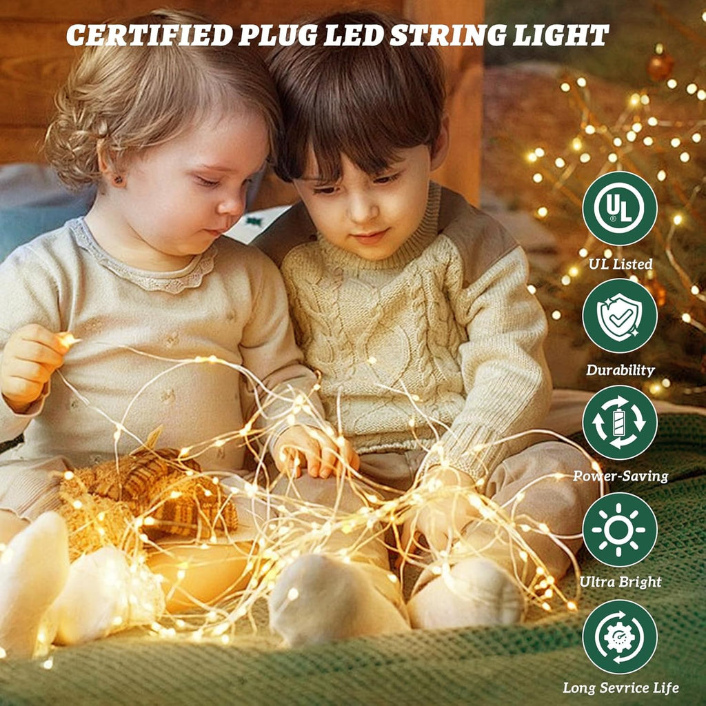 Skiennix 33ft 100 LED Fairy String Lights - Waterproof Warm White Twinkle Lights for Indoor & Outdoor Decor