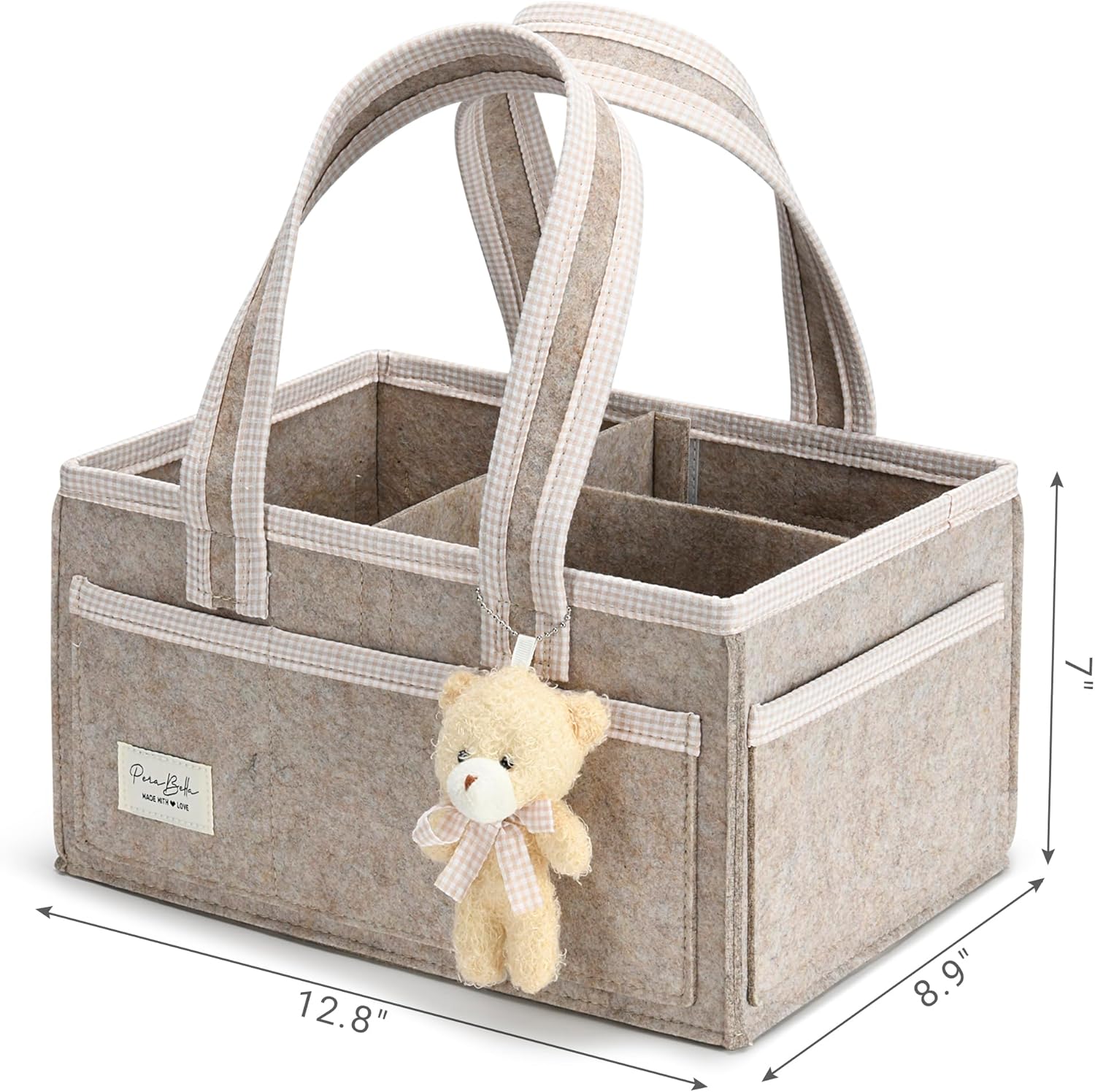 PeraBella Baby Diaper Caddy Organizer - Portable Felt Nursery Storage Bin for Newborn Essentials