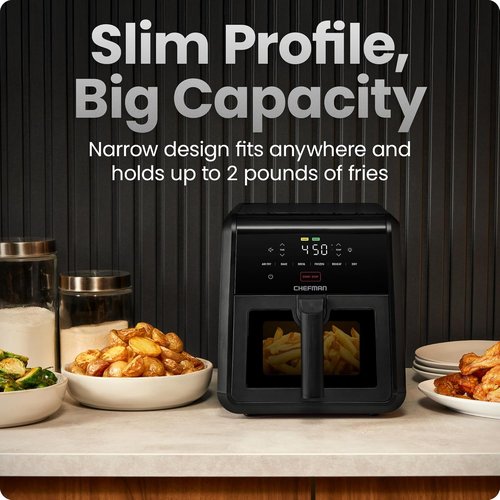 Chefman Air Fryer - TurboFry 7-Qt | 6-in-1 High-Powered Cooking for Crispier Results - Black