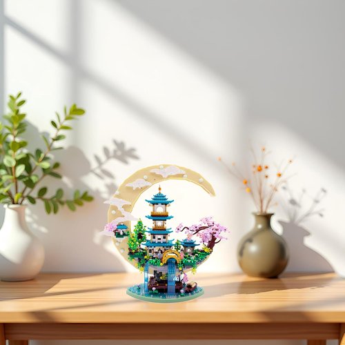 Chinese Moon Palace Micro Building Blocks Set - 4288 PCS Cherry Blossom Bonsai Tree Model for Adults & Teens | Creative Gift
