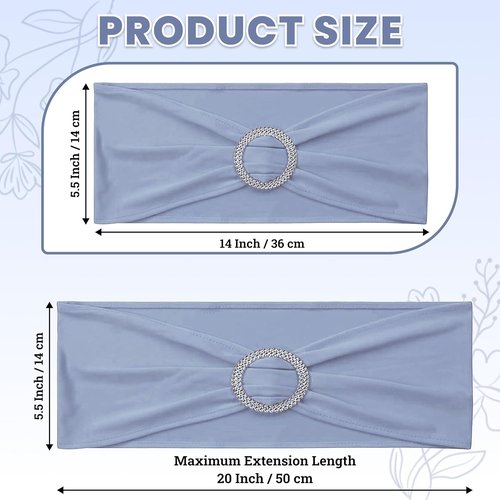 MDS Spandex Chair Sashes - Universal Elastic Stretch Bands with Buckle Slider Bow | Pack of 125 - Baby Blue