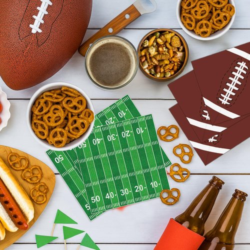 LINHAXM Football Party Decorations Includes Plates, Napkins, Cups, Banner, Balloons, Touchdown Tablecloth for Football Birthday & Tailgate Party Decorations, Serves 24