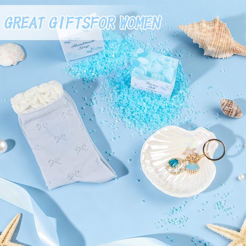 iFaveorr 12Pcs Birthday Gifts for Women, Get Well Soon Gift Baskets for Women, Relaxing Ocean Self Care Package W/Flannel Blanket, Valentines Day Gifts for Her Best Friend Wife Sister