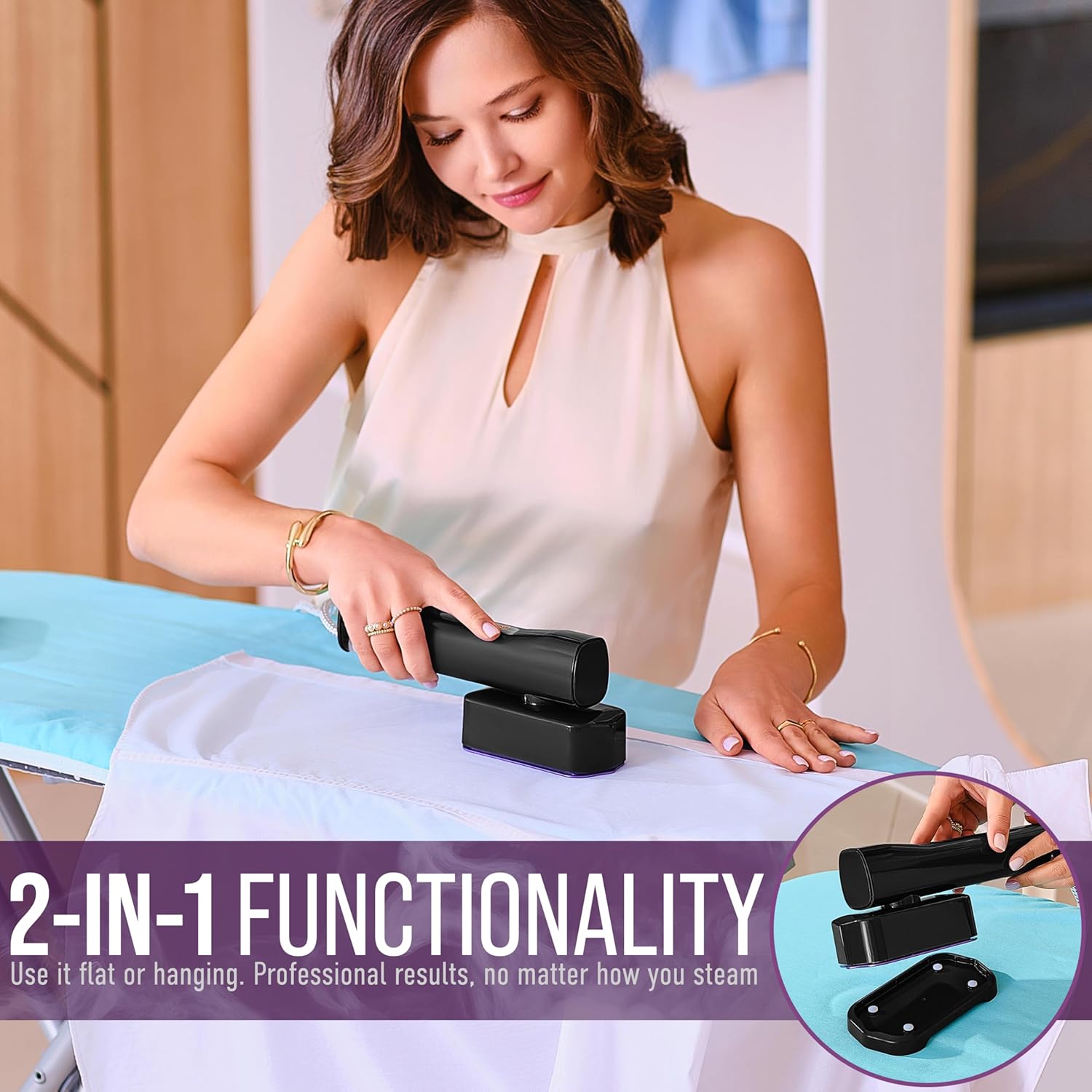 Travel Garment Steamer by [Brand Name] - 1200W Handheld Clothes Steamer with 4 Modes & 20s Fast Heating - Portable Wrinkle Remover for Home & Travel - Black