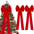 Regine Switzerland Christmas Bows - Large 18”x35” Red Velvet Car & Tree Bow Topper | 2 Pack for Festive Decor