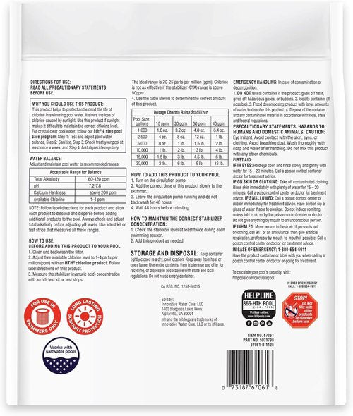 HTH 67061 Pool Care Stabilizer - Extend Chlorine Life & Protect from Sunlight | 4 Lbs