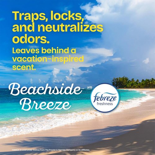 Glad Odorshield Small Drawstring Trash Bags - 4 Gal, Febreze Beachside Breeze Scent, 34 Count