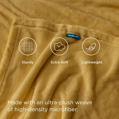 Bedsure GentleSoft Fleece Blanket - King Size Gold Yellow | Soft, Lightweight, Plush Microfiber, 108x90 Inches