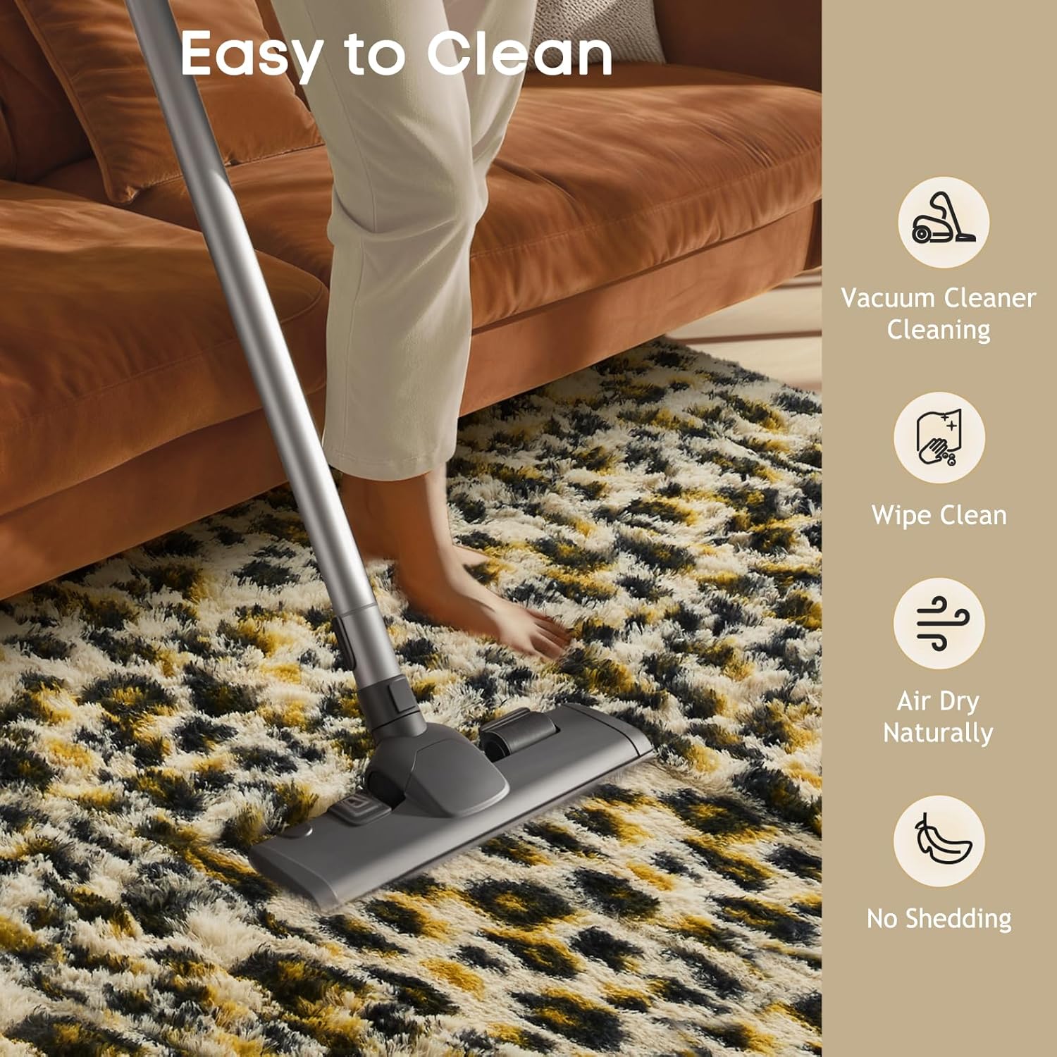 Ophanie Leopard Print 4x6 Area Rug - Fluffy Shag Soft Plush Carpet for Bedroom & Nursery Decor