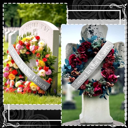 Fanfanwin Funeral Sash - Memorial Ribbon for Casket or Wreath | 58x4'' Silver Gray, In Loving Memory