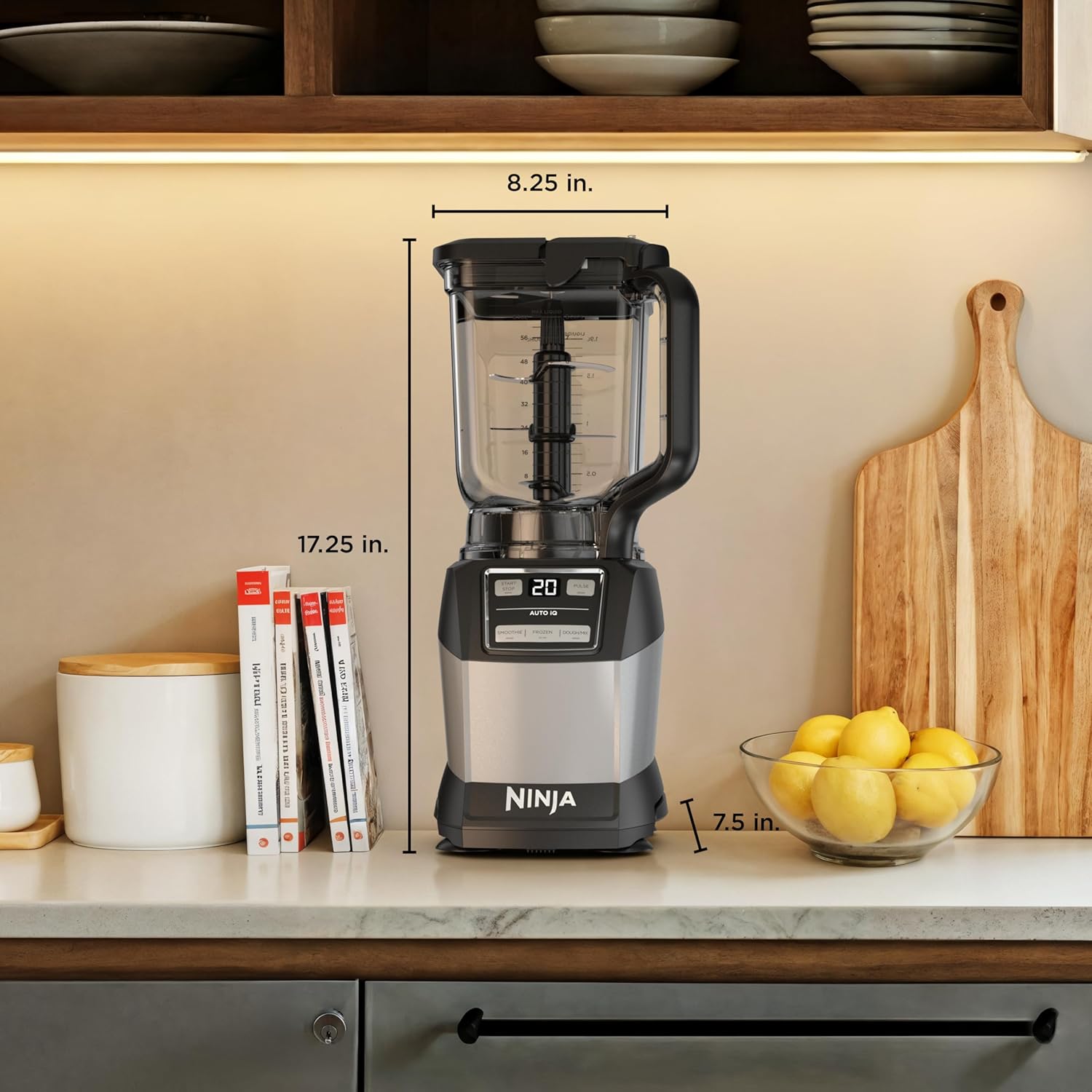 Ninja Blender - Compact Kitchen System with 1200W Power | 3 Functions for Smoothies, Dough & Frozen Drinks - Grey