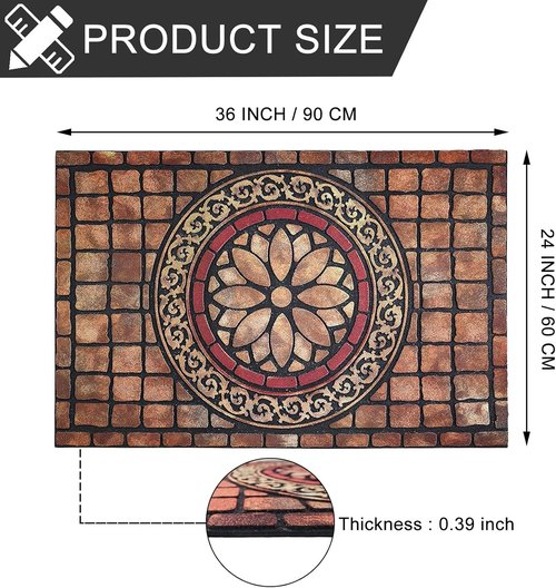 CHICHIC Large Rectangle Entrance Door Mat - Heavy Duty Non-Slip Rubber Back | 24 x 36 Inch for High Traffic Areas