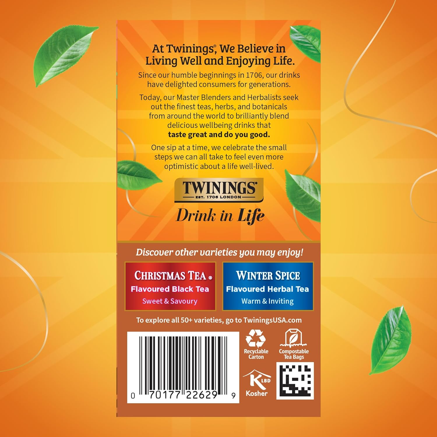 Twinings Gingerbread Joy Black Tea - Caffeinated Ginger & Cinnamon Flavor, 20 Individually Wrapped Bags