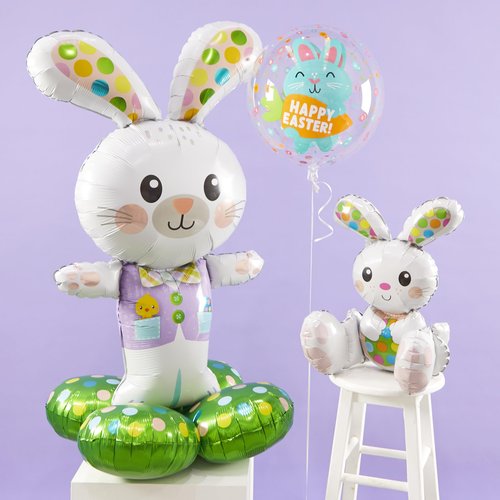 Anagram Spotted Easter Bunny Airloonz Mylar Party Foil Balloon, 46", Multicolor, (43772)