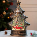 Regine Switzerland Snow Globe Lantern - Musical Lighted Christmas Tree with Red Truck - 11.5 Inch Holiday Decor