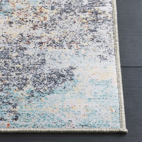 SAFAVIEH Washable Rug Tacoma Collection - 5' x 8', Red & Aqua, Slip Resistant & Easy to Clean, Ideal for Living Room, Bedroom, Home Office, Dining Space (TAC943P)