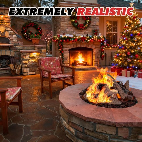 MrGas Log Ceramic Logs for Gas Fireplace, 10 Pack Vented Faux Logs for Outdoor Indoor Fire Pit, Decorative Gas Inserts, Realistic Heat-Resistant Wood Gas Logs