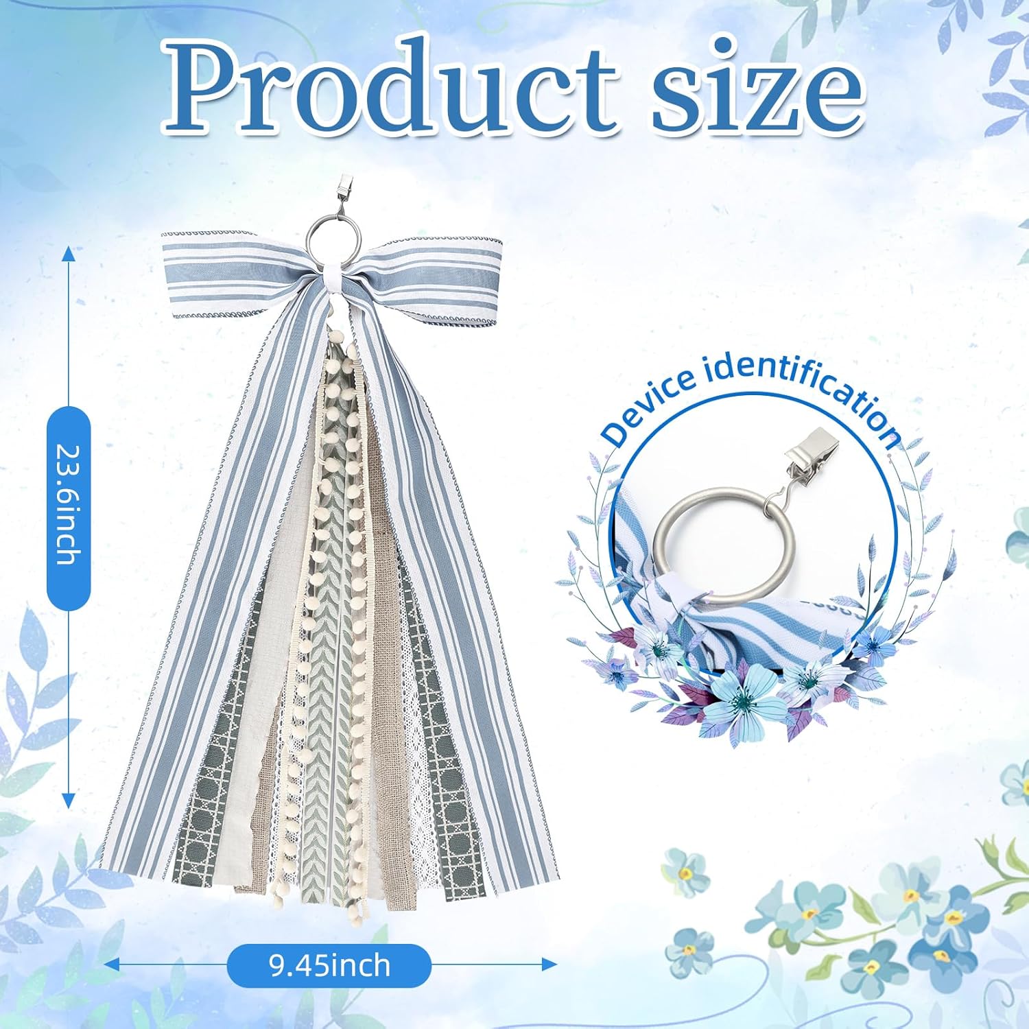 Suncalla Ribbon Bow Bundle - 2 Pcs Grayish Blue & Ivory for Large Wreaths | Indoor & Outdoor Decor